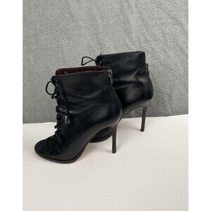 Coach Lena Women's size 7.5 B Black Suede Lace-up Peep Toe Ankle Heels